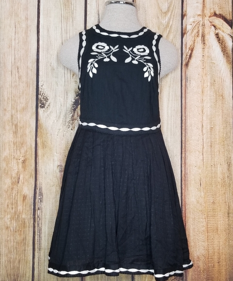 SOLD Free People Dress Birds of a Feather Boho Size 6 Black Cream - Picture 2 of 16